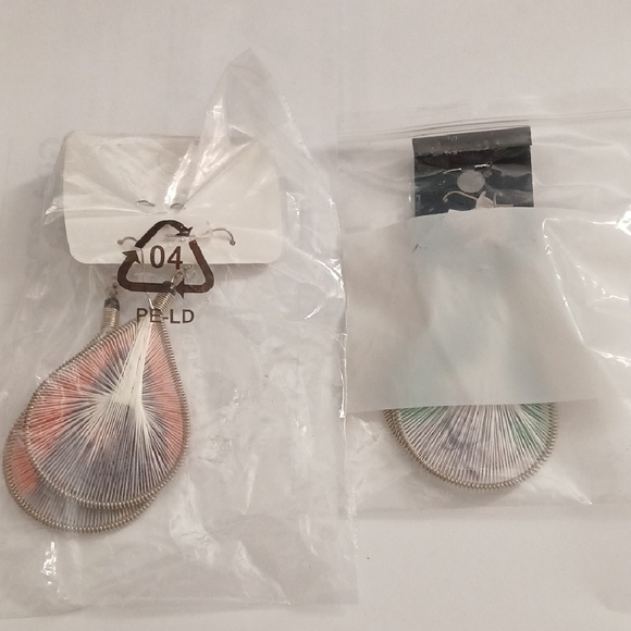 Michael Jackson Teardrop Earrings Bundle of 2 with Orange and Green Accents - Picture 2 of 4